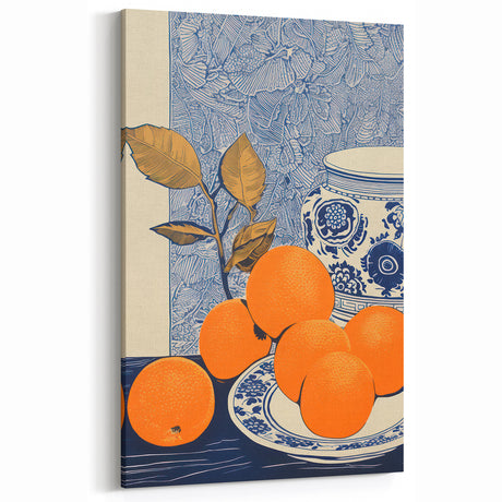Electric Blue and Orange Citrus Canvas - Modern Electric Wall Decor