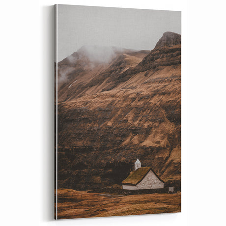 Rustic Mountain Church Wall Art for Farmhouse and Vintage Decor