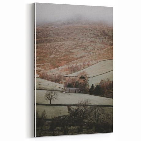 Rustic Hillside House Wall Art for Farmhouse and Vintage Decor