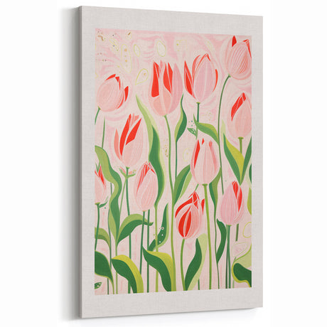 Abstract Electric Tulips Canvas - Modern Floral Vibrant Wall Art Decor