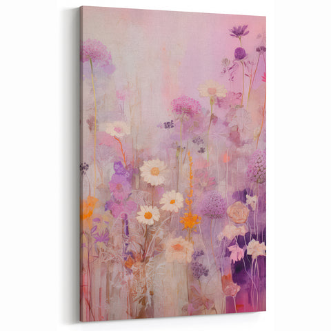 Electric Floral Fantasy Canvas - Abstract Pastel Modern Wall Art Decor