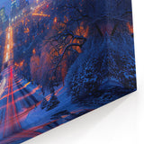 Salt Lake City Framed Art - Winter Night Skyline Utah Scenic Wall Decor