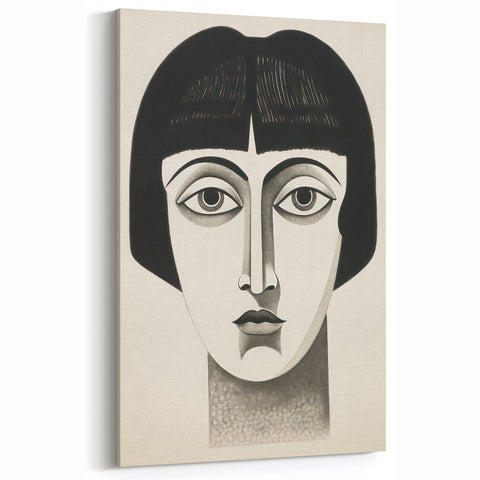 Abstract Electric Portrait Canvas - Black and White Modern Wall Art