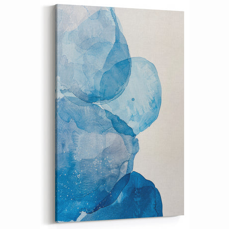 Abstract Blue Watercolor Circles Coastal Wall Art - Beach Decor Print