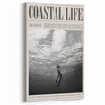Monochrome Underwater Diver Coastal Wall Art - Magazine Style Print