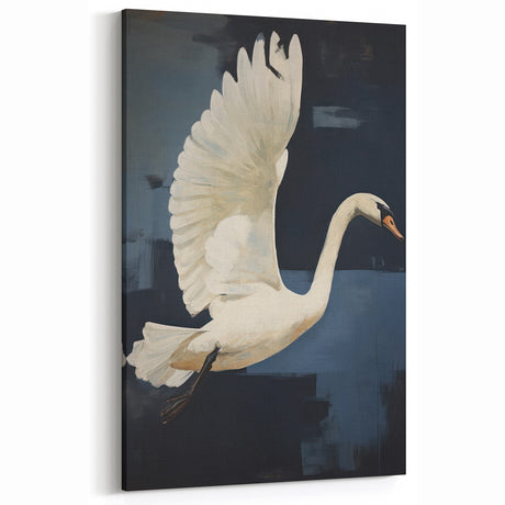 Electric Swan Art - Modern Abstract Electric Canvas - Navy Blue Decor