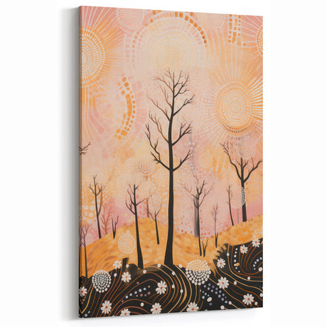 Abstract Electric Forest Art - Vibrant Pink and Orange Canvas Decor