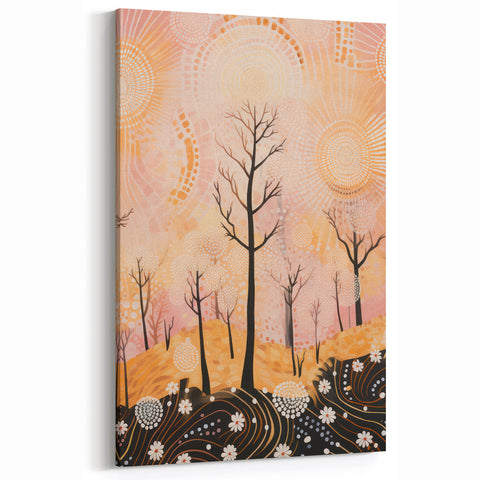 Abstract Electric Forest Art - Vibrant Pink and Orange Canvas Decor