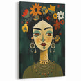 Electric Portrait Art - Vibrant Floral and Green Canvas - Modern Decor