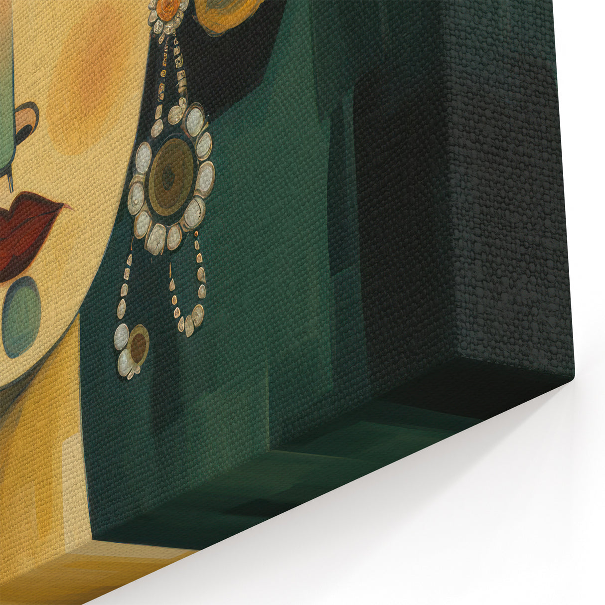 Electric Portrait Art - Vibrant Floral and Green Canvas - Modern Decor