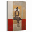 Abstract Electric Portrait Art - Modern Red and Beige Canvas Decor