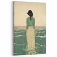 Serene Electric Coastal Art - Woman by the Sea Canvas - Minimal Decor