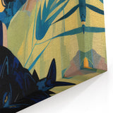 Electric Jungle Portrait Art - Vibrant Blue and Green Canvas Print