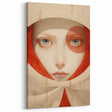 Electric Surreal Portrait Art - Red and Beige Canvas - Abstract Decor