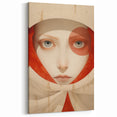 Electric Surreal Portrait Art - Red and Beige Canvas - Abstract Decor