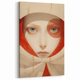 Electric Surreal Portrait Art - Red and Beige Canvas - Abstract Decor