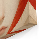 Electric Surreal Portrait Art - Red and Beige Canvas - Abstract Decor