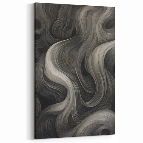 Abstract Flow Electric Art - Black and Gray Canvas - Modern Wall Decor