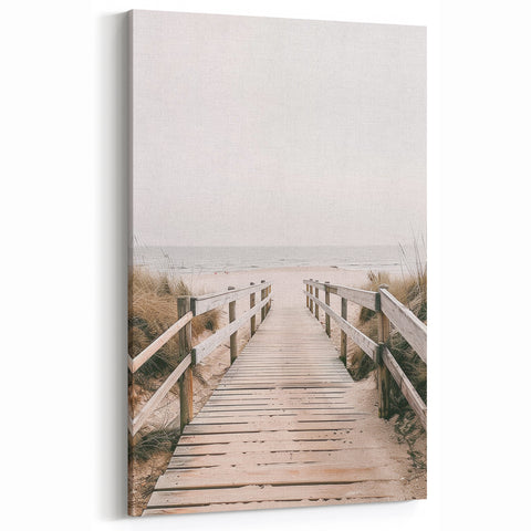 Coastal Wall Art: Beach Boardwalk View - Tranquil Seaside Nautical Print