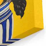 Electric Wall Art: Bold Floral Vase Design with Vibrant Yellow Background