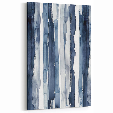 Coastal Wall Art: Deep Blue Vertical Strokes - Nautical Abstract Print