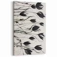 Monochrome Electric Floral Art: Bold Black Tulips on Modern Canvas