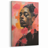 Abstract Portrait Electric Art: Modern Expressive Figure with Floral Motifs