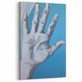 Electric Hand Art Canvas: Abstract Blue and White Modern Wall Print