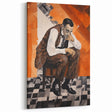 Modern Cubist Portrait Art: Abstract Electric Design on Canvas Print