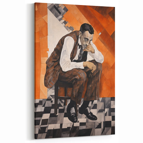 Modern Cubist Portrait Art: Abstract Electric Design on Canvas Print
