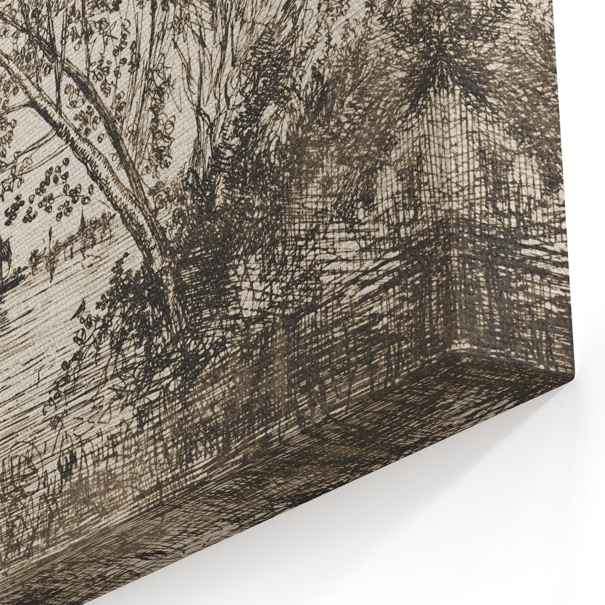Medieval Gothic Canvas - Riverside Landscape Art for Dark Decor Style