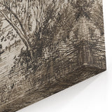 Medieval Gothic Canvas - Riverside Landscape Art for Dark Decor Style