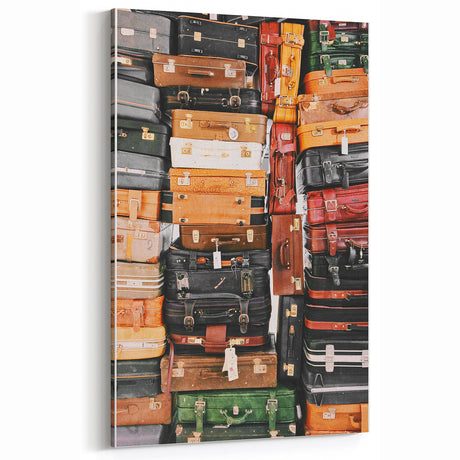 Vintage Suitcase Stack Wall Art – Rustic Travel Decor