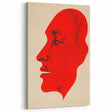 Bold Electric Red Portrait Art: Abstract Modern Face Canvas Wall Print