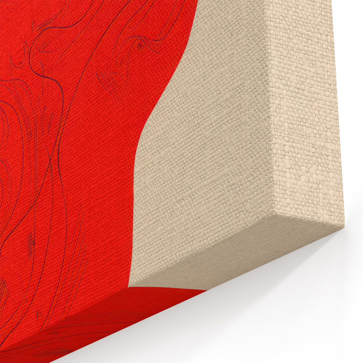 Bold Electric Red Portrait Art: Abstract Modern Face Canvas Wall Print