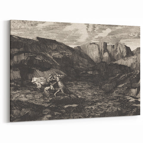Medieval Gothic Canvas - Knight’s Journey Artwork for Dark Decor Style