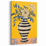 Vibrant Floral Electric Art: Modern Striped Vase Canvas Wall Print