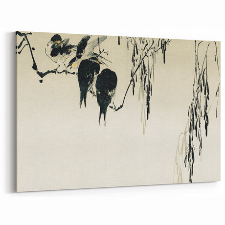 Vintage Gothic Prints - Birds on Branches Canvas for Dark Decor Style