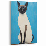 Modern Cat Electric Art: Blue Siamese Cat Canvas Wall Print