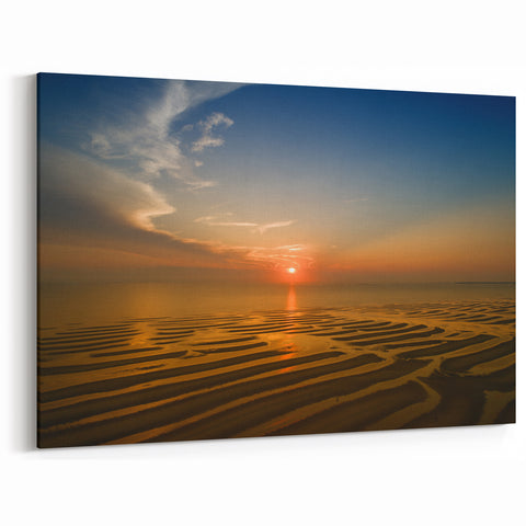 Massachusetts Coastal Art - Cape Cod Sunset Tidal Sand Wall Decor