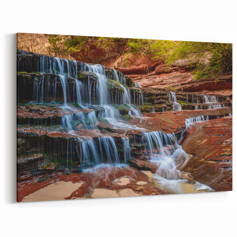 Zion Canyon Photography – Cascading Waterfalls National Park Wall Art