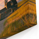 Cape Cod Framed Art - Charming Coastal Cottage at Sunset Print