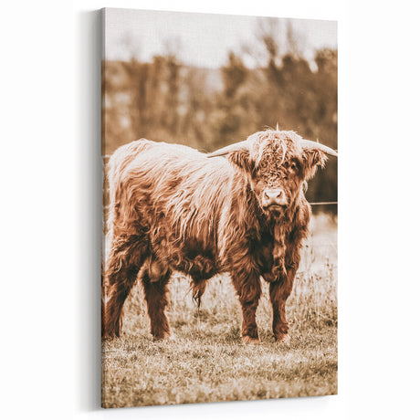 Vintage Highland Cow Farmhouse Wall Art – Rustic Farmhouse Style Decor
