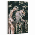 Squirrel on Tree Stump Wall Art – Rustic Farmhouse Nature Decor Print