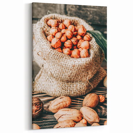 Rustic Nuts in Burlap Sack Wall Art – Farmhouse Vintage Kitchen Decor