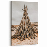 Rustic Driftwood Teepee Wall Art – Farmhouse Adventure Decor Print