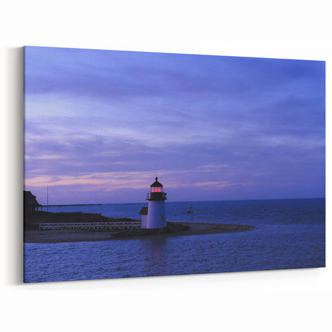 Nantucket Wall Art – Lighthouse at Dusk Coastal Canvas Prints & Framed Art