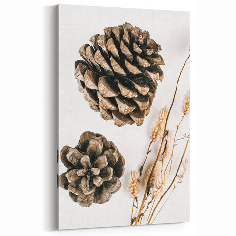 Rustic Farmhouse Wall Art - Pine Cone and Natural Branches Print