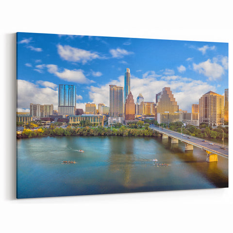 Vibrant Austin Wall Art - Texas Skyline and River Austin Cityscape Art