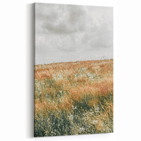 Farmhouse Wall Art - Tranquil Open Field with Soft Clouds Print